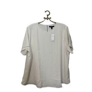 Banana Republic Fact Women's Short Sleeve Boxy Blouse, Black, Size XXL NEW Ivory